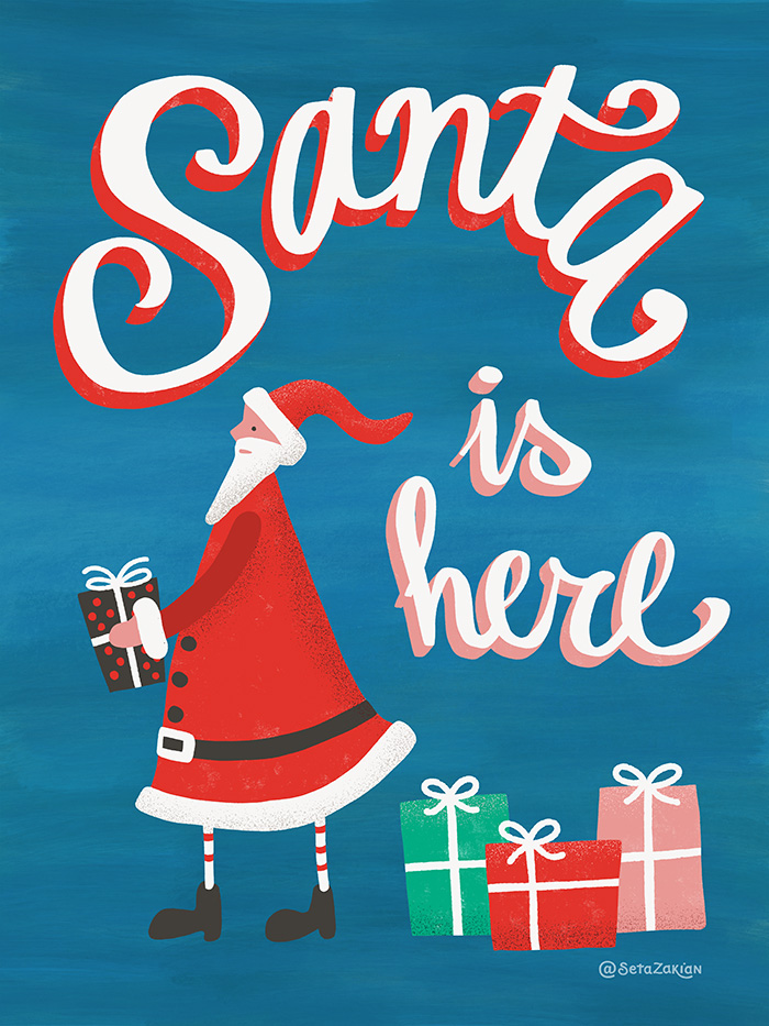 Santa-withgift-lettering-Christmas-collection-SetaZakian